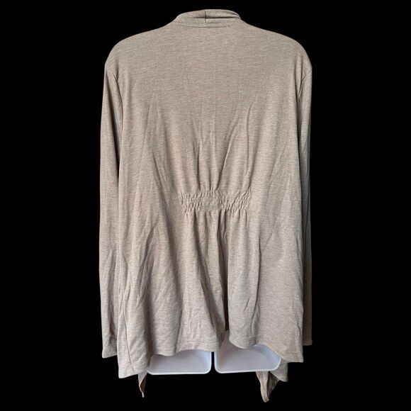 Croft & Barrow Tan Open Waterfall L/S Knit Cardigan Sz XL Cozy Drapy Lagenlook - Picture 5 of 8